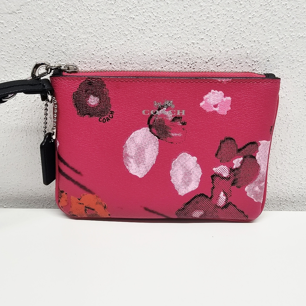 Coach Floral Print Corner Zip